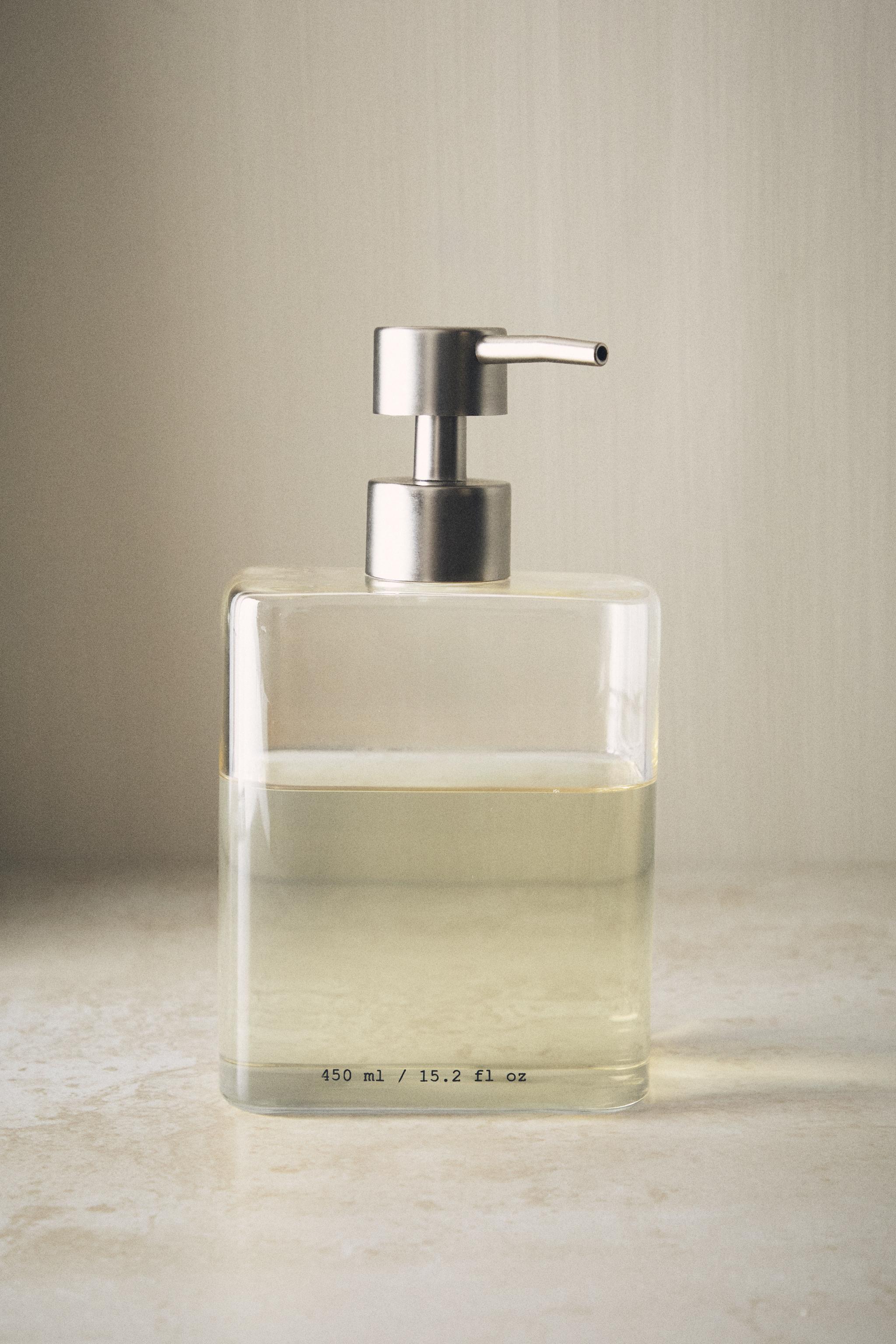 BOROSILICATE GLASS SOAP DISPENSER WITH LETTERS